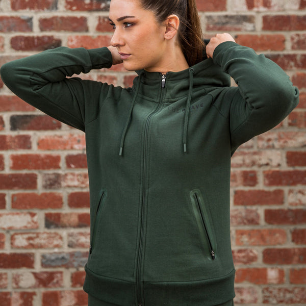 THE BRAVE - WOMEN'S SIGNATURE ZIP THROUGH HOODIE 2.0 - DARK OLIVE